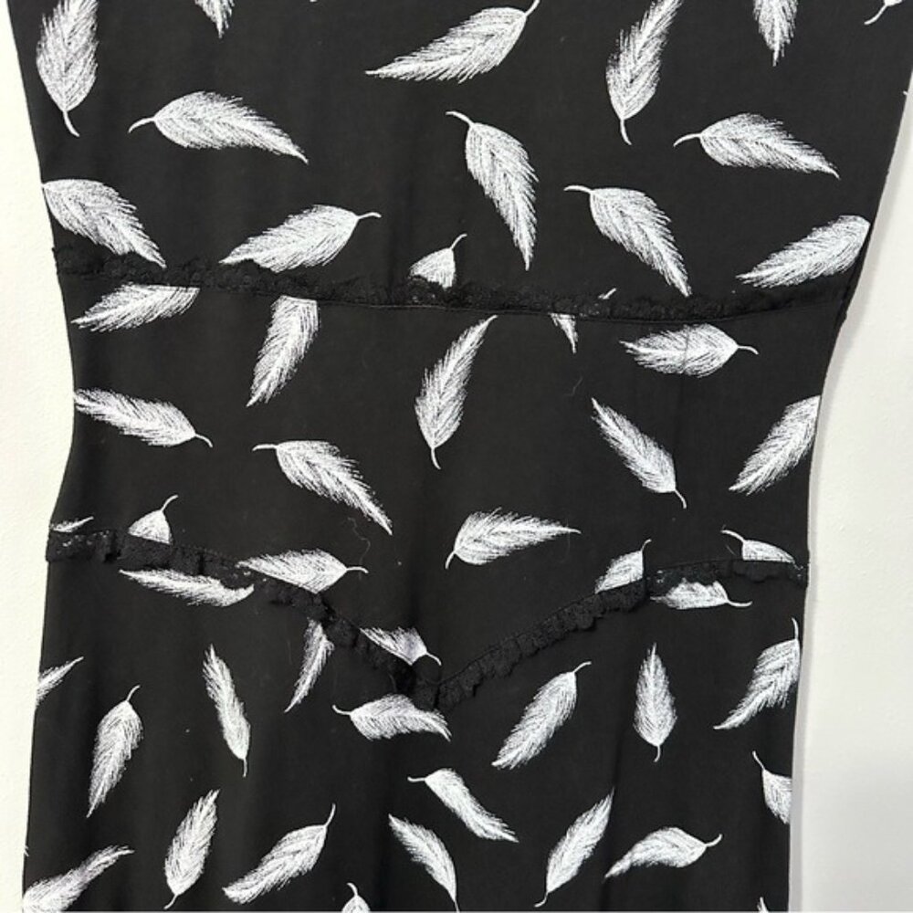 Effie’s Heart Baby Doll Dress Black Feather Print Mesh Y2K Indie Size Medium - Picture 8 of 13